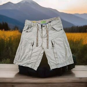 Vintage Gap Cargo Shorts Mens 36 Beige Canvas Heavyweight Military Pockets Y2K